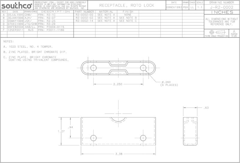 TCH Southco Heavy Duty Roto Lock Kit - Concealed Panel Fastening Draw Latch Coffin Lock - R2-0055-02 & R2-0002-02 - Image 3